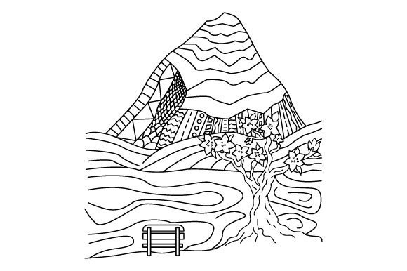 A Serene Sakura Landscape for Crafts & Adult Coloring