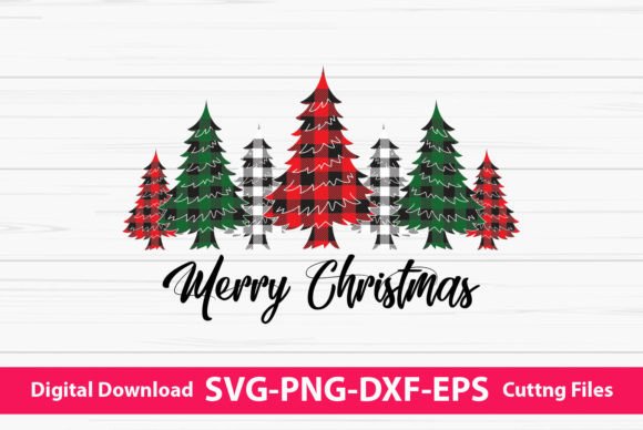 Merry Christmas Buffalo Plaid Trees Graphics for Holiday Content